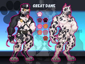 anthro claws clothing digitigrade featureless_crotch harness hat headgear headwear male muscular nude open_mouth solo tongue tongue_out jazzi canid canine canis domestic_dog great_dane mammal mastiff molosser