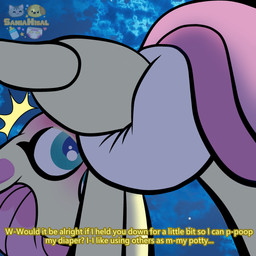 abdl big_diaper blush dialogue diaper emanata female feral first_person_view night outside raised_leg solo surprised text underneath wings saniahisal clip_studio_paint_(copyright) friendship_is_magic hasbro my_little_pony my_little_pony:_pony_life mythology fluttershy_(mlp) equid equine horse mammal mythological_creature mythological_equine pegasus pony 1:1 absurd_res english_text hi_res