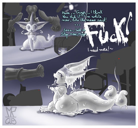 ambiguous_gender animal_genitalia animal_penis before_and_after begging begging_for_more bodily_fluids bukkake canine_genitalia canine_penis cum cum_covered cum_drip cum_on_body cum_on_ground dialogue disembodied_penis dripping dripping_text equine_genitalia equine_penis feral flared_penis genital_fluids genitals grey_penis group humanoid_genitalia humanoid_penis light male messy penis recording stylized_text text mrmystery_guy nintendo pokemon cum_creature eeveelution generation_1_pokemon hybrid pokemon_(species) vaporeon english_text lighting