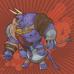 angry anthro armor axe balls barbarian big_muscles big_penis chest_tuft claws clothing digitigrade_footwear facial_hair footwear fur furgonomic_footwear furgonomics genitals glowing glowing_eyes horn male melee_weapon muscular nipples penis purple_body purple_fur solo tuft vein veiny_penis weapon chrm final_fantasy square_enix behemoth_(final_fantasy) felid feline mammal 1:1 hi_res