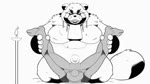 anthro balls belly big_belly bodily_fluids candle duo genitals humanoid_hands kemono male moobs obese obese_male overweight overweight_male penis solo_focus sweat sigenoya takotyutyu canid canine mammal raccoon_dog tanuki 2021 animated no_sound short_playtime webm