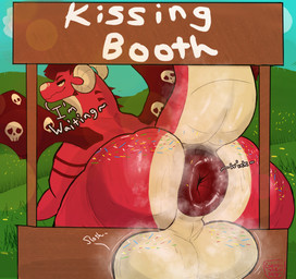 anus anus_focus balls big_anus big_balls big_butt birthday butt butt_focus feral genitals huge_anus huge_balls huge_butt hyper hyper_anus hyper_balls hyper_butt hyper_genitalia kissing_booth male male/male presenting presenting_anus presenting_balls presenting_hindquarters puffy_anus smug solo sound_effects text wings genjii mythology genjii_(character) dragon mythological_creature mythological_scalie scalie absurd_res hi_res