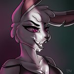 anthro bodily_fluids cum cum_on_face daring female genital_fluids purple_eyes solo radioactivemint lagomorph leporid mammal rabbit 1:1