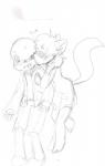 anthro biped blush bone duo female fur hair heart_symbol kissing kissing_cheek kissing_sound_effect male simple_background skeleton surprise white_background hallowedkitty_(artist) undertale undertale_(series) sans_(undertale) animated_skeleton canid canine fox mammal undead aria_(disambiguation) graphite_(artwork) sketch traditional_media_(artwork)