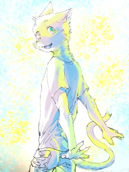 5_fingers anthro backlighting biped bottomwear claws clothed clothed_anthro clothed_male clothing eyebrows finger_claws fingers fully_clothed fully_clothed_anthro fully_clothed_male fur humanoid_hands iris light long_tail looking_at_viewer looking_back looking_back_at_viewer male male_anthro morning open_mouth open_smile pose pupils shirt slim slim_anthro slim_male smile smiling_at_viewer solo t-shirt tail three-quarter_view tongue topwear lee082176180909 domestic_cat felid feline felis humanoid mammal colored english_description hi_res lighting portrait restricted_palette shaded three-quarter_portrait