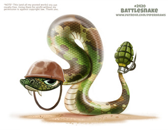 ambiguous_gender armor brown_body brown_scales camo camo_body camo_scales explosives fangs feral green_body green_eyes green_scales grenade headgear helmet humor pun sand scales simple_background solo tan_body tan_scales teeth text visual_pun weapon white_background piper_thibodeau pit_viper rattlesnake reptile scalie snake viper digital_media_(artwork) digital_painting_(artwork) english_text painting_(artwork) url
