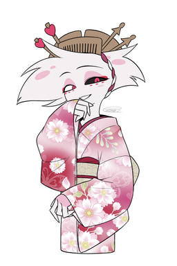 asian_clothing clothed clothing east_asian_clothing japanese_clothing kimono male simple_background solo white_background enaic31 hazbin_hotel hellaverse angel_dust arachnid arthropod demon humanoid spider hi_res