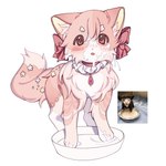 alternate_species female feral feralized furrification kemono messy milk milk_on_face reference_image solo kuro_chromium milk_face_cat puella_magi puella_magi_madoka_magica madoka_kaname domestic_cat felid feline felis mammal 1:1 hi_res