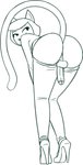 anthro backsack balls bottomwear bottomwear_down butt clothed clothing femboy footwear genitals high_heels humanoid_genitalia humanoid_penis male pants pants_down partially_clothed penis rear_view shoes solo redout cartoon_network ok_k.o.!_let's_be_heroes purrcival domestic_cat felid feline felis mammal digital_drawing_(artwork) digital_media_(artwork) hi_res monochrome