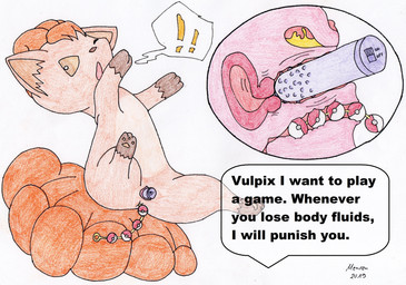 anal anal_beads anal_beads_in_ass anal_canal anal_penetration anus bladder bodily_fluids cervical_contact cross_section cutaway dildo dildo_in_vagina dildo_insertion dildo_vibrator female feral full_bladder genital_fluids genitals half-closed_eyes internal internal_anal internal_vaginal narrowed_eyes object_in_ass open_mouth organs penetration sex_toy sex_toy_in_ass sex_toy_in_vagina sex_toy_insertion solo text urethral_canal urine uterus vaginal vaginal_canal vaginal_penetration vibrator vulva mensen_(artist) nintendo pokemon generation_1_pokemon pokemon_(species) vulpix 2019 absurd_res english_text hi_res traditional_media_(artwork)