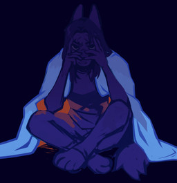 anthro bedding blanket clothed clothing female front_view fur hair hand_on_face long_hair looking_at_viewer simple_background sitting solo corzh77 mythology dragon furred_dragon furred_scalie mythological_creature mythological_scalie scalie hi_res restricted_palette