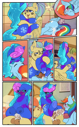 abdominal_bulge animal_genitalia animal_penis anus areola balls bisexual blush bodily_fluids cum cum_from_vagina cum_in_vagina cum_inside cum_on_penis cumshot cutie_mark ejaculation equine_anus equine_genitalia equine_penis erection eyes_closed feathered_wings feathers female female/female female_penetrated feral feral_on_feral feral_penetrated feral_penetrating feral_penetrating_feral french_kissing fur genital_fluids genital_piercing genitals group group_sex hair half-closed_eyes holding_partner kissing leaking_cum licking lying male male/female male_penetrating male_penetrating_female narrowed_eyes nipples on_back on_side one_eye_closed open_mouth oral penetration penile penile_penetration penis penis_in_vagina penis_lick penis_piercing piercing puffy_anus saliva saliva_string sex smile tail teats threesome tongue tongue_out trio vaginal vaginal_penetration vulva wings hotcocopon friendship_is_magic hasbro my_little_pony mythology rainbow_dash_(mlp) earth_pony equid equine horse mammal mythological_creature mythological_equine pegasus pony absurd_res comic digital_media_(artwork) hi_res one_page_comic