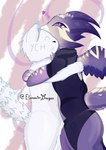 ambiguous_gender anthro butt clothing duo hug love purple_body purple_skin tail wings elementer elementerdragon elysium_dragons mythology ych_(character) zhanzu dragon mythological_creature mythological_scalie scalie hi_res