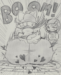 anthro big_butt butt butt_crush butt_slam canon_x_oc clothed clothed_anthro clothed_male clothing destruction duo extreme_size_difference huge_butt hyper hyper_butt male male/male male_anthro micro sitting sitting_on_another size_difference tail text young young_anthro young_male fauxtellno1 cyberconnect2 fuga:_melodies_of_steel little_tail_bronx biscuit_(bizkit) hack_montblanc canid canine caninu canis domestic_dog herding_dog mammal murid murine pastoral_dog rat rodent welsh_corgi 2025 absurd_res english_text hi_res traditional_media_(artwork)