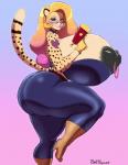 2018 absurd_res anthro betsibi big_breasts big_butt boots breasts butt cheetah clothed clothing cosplay curvy_figure ear_piercing ear_ring eyewear felid feline female footwear glasses hi_res high_heeled_boots high_heels hoop_ear_ring huge_breasts huge_butt hyper hyper_breasts looking_at_viewer makeup mammal mature_anthro mature_female nipple_outline nipple_piercing nipples piercing plankboy ring_piercing sly_cooper_(series) smile solo sony_corporation sony_interactive_entertainment standing sucker_punch_productions thick_thighs tight_clothing voluptuous