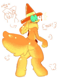 anthro big_tail dewlap_(anatomy) female goo_transformation onomatopoeia paws slime solo sound_effects tail text thick_thighs traffic_cone transformation youtubepoopbirthday tar_awas_(youtubepoopbirthday) kobold lagomorph leporid lizard mammal rabbit reptile scalie