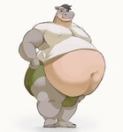 anthro belly big_belly big_bulge big_butt biped bulge butt clothed clothing clothing_lift detailed_bulge fat_rolls huge_belly huge_butt hyper hyper_belly male male_anthro moobs nipple_outline obese obese_anthro obese_male overweight overweight_anthro overweight_male plantigrade shirt shirt_lift solo top_heavy_belly topwear buxim common_hippopotamus hippopotamid mammal hi_res