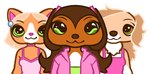 :3 anthro anthrofied blonde_hair bob_cut breasts brown_eyes brown_hair brown_nose choker clothing countershading ear_piercing eyebrows facial_markings female floppy_ears fur glistening glistening_eyes green_clothing green_eyes green_shirt green_topwear group hair head_markings hoodie jewelry long_hair markings multicolored_eyes neck_tuft necklace orange_body piercing pink_camisole pink_choker pink_clothing pink_hoodie pink_jewelry pink_necklace pink_nose pink_shirt pink_tank_top pink_topwear shirt simple_background straight_hair stud_ear_ring stud_piercing tan_body tan_fur tan_hair tank_top tareme toony topwear trio tuft two_tone_eyes wavy_hair white_background white_body white_fur white_markings dreamscreep hasbro littlest_pet_shop littlest_pet_shop:_popular angelina_davis genevieve_ryan lps_675 lps_72 lps_79 savannah_reed canid canine canis dachshund domestic_cat domestic_dog felid feline felis hunting_dog mammal colored colored_line_art flat_colors hi_res