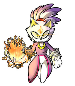 angry anthro elemental_manipulation female fire fire_manipulation fur hair looking_at_viewer ponytail purple_body purple_fur solo yellow_eyes unknown_artist sega sonic_the_hedgehog_(series) blaze_the_cat domestic_cat felid feline felis mammal hi_res source_request