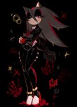 anthro black_background clothed clothing crossed_arms crossgender eyeshadow female frown looking_at_viewer makeup mtf_crossgender red_eyes simple_background solo usa37107692 sega sonic_the_hedgehog_(series) shadow_the_hedgehog eulipotyphlan hedgehog mammal hi_res