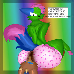 big_butt bodily_fluids butt clothing dont_touch_my_pizza facesitting feces pooping scatplay shart sharts sitting_on_another suggestive sweat underwear archenarie don't_touch_my_pizza_(meme) nyanwolf kevin_(nyanwolf) zanite canid canine canis kobold mammal scalie wolf 1:1 absurd_res hi_res meme
