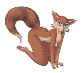 all_fours anthro areola biped blue_eyes breasts brown_body brown_fur butt cheek_tuft claws collarbone countershade_face countershade_neck countershade_torso countershading dipstick_tail ears_up eyelashes facial_tuft female female_anthro fingers fur inner_ear_fluff makeup markings nipples nude nude_anthro nude_female pawpads paws pink_nose running_makeup solo tail tail_markings tan_body tan_fur thighs_crossed thin_tail tuft mokrysha dota valve valve_corporation hoodwink_(dota) mammal rodent sciurid tree_squirrel absurd_res hi_res