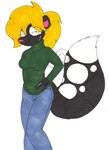 blonde_hair bottomwear clothing denim denim_bottomwear denim_clothing female fur hair jeans markings pants spots spotted_body spotted_fur sweater topwear turtleneck tabbiewolf thoe_(tabbiewolf) mammal mephitid skunk