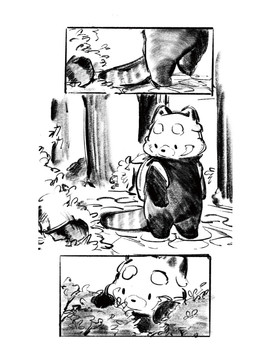 backpack biped dot_eyes feral outside simple_eyes solo nichirinko ailurid mammal red_panda 2021 absurd_res comic hi_res