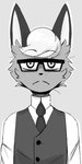 anthro clothed clothing empty_eyes exhausted eyewear frown fur glasses hair looking_at_viewer male parody solo amaruu animal_crossing emergence nintendo raymond_(animal_crossing) domestic_cat felid feline felis mammal 1:2 digital_media_(artwork) hi_res meme monochrome