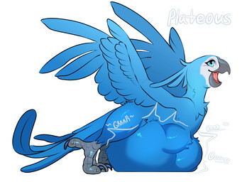 abdominal_bulge beak belly belly_expansion blue_body expansion female feral open_mouth paws predator/prey solo tongue vore wings plateous blue_sky_studios rio_(series) jewel_(rio) avian bird parrot 4:3 hi_res
