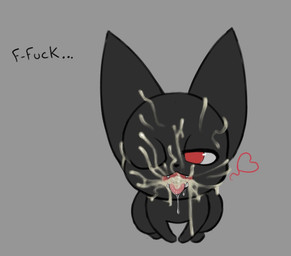 after_oral ambiguous_feral ambiguous_gender black_body bodily_fluids cat_smile cum cum_from_mouth cum_in_mouth cum_inside cum_on_face dialogue dripping drooling fangs feral genital_fluids grey_background heart_reaction high-angle_view leaking_cum looking_at_viewer offscreen_character one_eye_closed paws profanity quadruped red_eyes saliva saliva_drip saliva_on_tongue sharp_teeth simple_background solo teeth text tongue tongue_out mrmystery_guy domestic_cat felid feline felis mammal 2026 digital_drawing_(artwork) digital_media_(artwork) english_text flat_colors