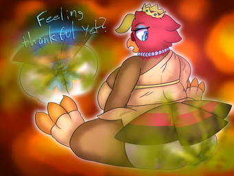 anthro big_butt breasts butt clothed clothing crown duo facesitting fart fart_cloud fart_fetish farting_on_another farting_on_face female hair headgear holidays male male/female simple_background sitting_on_another tail text inactivelime thanksgiving avian bird galliform mammal phasianid turkey 4:3 digital_media_(artwork) hi_res