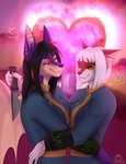 anthro cherchez_la_femme duo female hair heart_symbol holding_knife holding_object knife pip-boy skull_symbol vault_suit korvalol fallout microsoft nintendo pokemon amur_carp bat carp cyprinid cypriniform eeveelution fish generation_1_pokemon hybrid koi mammal marine pokemon_(species) typical_carp vaporeon hi_res