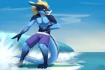 anthro beach raining sea seaside solo summer surf tail water wave mythology teryx teryx_commodore dragon mythological_creature mythological_scalie scalie 3:2 hi_res