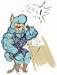 alpaca animal_crossing anthro biceps big_muscles blush bulge camelid cyrus_(animal_crossing) exclamation_point flexing furry_(artist) huge_muscles hyper hyper_muscles male mammal muscular muscular_anthro muscular_male nintendo simple_background sketch solo text