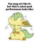 ambiguous_gender eyes_closed feral sitting solo text tired tired_look guzzlord420 nintendo pokemon eeveelution generation_4_pokemon leafeon pokemon_(species)