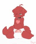 anthro biped bound clean_diaper clothing collar diaper freckles fur kneeling male navel nipples one_eye_closed red_body red_fur solo young young_anthro young_male dreamyart mammal 2019 5:6 hi_res