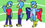 anthro balls beak clothed clothing feathers flag flag_(object) genitals holding_flag holding_object male penis simple_background smile solo young young_anthro pokefound klace_(pokefound) avian bird 2018 digital_media_(artwork) model_sheet