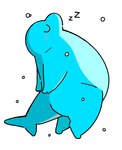 anthro belly big_belly blue_body blush chibi eyes_closed overweight simple_background sleeping sound_effects underwater vowelless vowelless_sound_effect water white_background zzz gayousi7 gayousiobake cetacean dolphin mammal marine toothed_whale hi_res