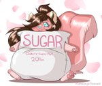 anthro blue_eyes blue_nose brown_hair female fur hair heart_symbol humor long_hair long_tail pawpads paws pink_body pink_fur simple_background solo sugar tail text corkiicorgii sugarbees mammal rodent sciurid 2020 artist_name digital_media_(artwork) english_text