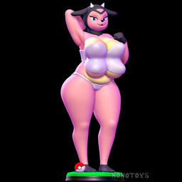 3d_print anthro blue_eyes female female_anthro fist grass horn multicolored_body overweight pink_body plant pokeball pokemorph pose simple_background solo standing tongue nonotoys nintendo pokemon generation_2_pokemon miltank pokemon_(species) 1:1 3d_(artwork) digital_media_(artwork)