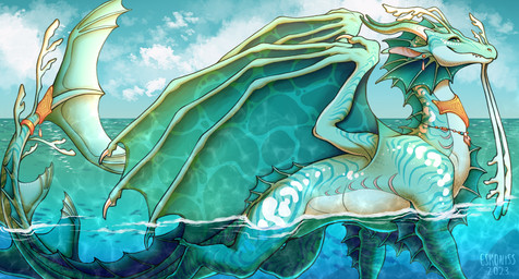accessory ambiguous_gender barbel_(anatomy) cheek_frill chest_frill cloud countershading day dorsal_frill ear_piercing feral fin flesh_whiskers frill_(anatomy) furgonomics gills jewelry membrane_(anatomy) membranous_wings necklace outside partially_submerged piercing quadruped side_view smile solo stripes swimming tail tail_accessory tail_fin tail_jewelry teal_body teal_scales teal_stripes teal_wings water white_body white_countershading wings eskoniss european_mythology mythology aquatic aquatic_dragon dragon mythological_creature mythological_scalie scalie western_dragon full-length_portrait hi_res portrait