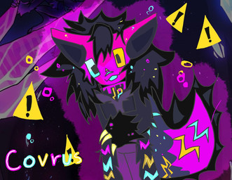 ambiguous_gender black_body black_fur blue_eyes blue_mouth claws dipstick_tail exclamation_point fur heterochromia markings multicolored_body multicolored_fur open_mouth pink_body pink_fur pink_tail_tip solo tail tail_markings toony warning_sign warning_symbol yellow_claws yellow_eyes unknown_artist kaiju_paradise avian bird cobra corvid corvus_(genus) covrus_(kaiju_paradise) crow digital_creature gootraxian hybrid oscine passerine reptile scalie snake digital_drawing_(artwork) digital_media_(artwork)