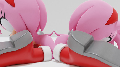 abstract_background anthro ass_to_ass breasts butt clone clothing duo eyelashes female footwear green_eyes legwear mostly_nude on_model pink_body pose seductive side_boob simple_background socks white_background ps12 sega sonic_the_hedgehog_(series) amy_rose eulipotyphlan hedgehog mammal 16:9 3d_(artwork) digital_media_(artwork) hi_res widescreen