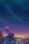 contemplative detailed_background female landscape outside sky solo split_form star hiko humanoid marine merfolk hi_res