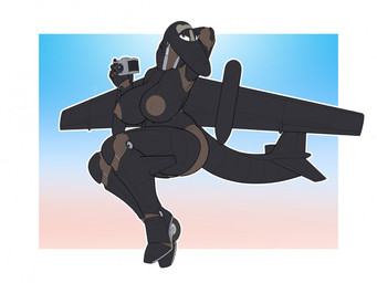 aircraft airplane anthro areola back_wings big_areola big_breasts big_nipples black_body breasts camera cockpit curvy_figure female fin front_view holding_camera holding_object jet leg_fins machine metallic_body nipples not_furry nude nude_anthro nude_female simple_background sitting solo tail tail_fin thick_thighs vehicle voluptuous wheel wheel_feet wide_hips wings ndragon3 lockheed_martin u-2 aeromorph living_aircraft living_machine living_vehicle digital_media_(artwork) hi_res