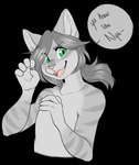 anthro green_eyes hair male open_mouth pink_nose ponytail solo stripes teeth tongue trexqueen y'know_nyah troy_lesage domestic_cat felid feline felis mammal alpha_channel half-length_portrait hi_res meme portrait