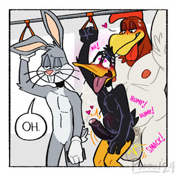 abdominal_bulge ahegao anal anal_penetration anthro anthro_on_anthro anthro_penetrated anthro_penetrating anthro_penetrating_anthro armpit_hair balls beak big_penis biped black_body black_feathers black_penis blush bodily_fluids body_hair breath brown_body brown_eyes brown_feathers buckteeth clothing countershade_face countershade_fur countershade_torso countershading darkened_balls darkened_genitalia darkened_penis dialogue electronics erection exhibitionism feathers featureless_crotch flustered foreskin fur genital_fluids genitals glans gloves green_eyes grey_body grey_fur group handwear heart_eyes heart_symbol humanoid_genitalia humanoid_penis interspecies leaking_precum looking_pleasured male male/male male_penetrated male_penetrating male_penetrating_male moan musclegut muscular nipples nude nude_anthro nude_male open_mouth overweight overweight_anthro overweight_male penetration penile penile_penetration penis penis_in_ass phone pink_glans pink_nipples pounding_ass precum public public_sex public_transportation rapid_transit sex subway sweat tail tears tears_of_pleasure teeth text thrusting tongue tongue_out trio whiskers white_balls white_body white_clothing white_countershading white_gloves white_handwear white_penis conditional_dnp poppin looney_tunes warner_brothers bugs_bunny daffy_duck foghorn_leghorn anatid anseriform avian bird chicken duck galliform lagomorph leporid mammal phasianid rabbit 1:1 comic english_text