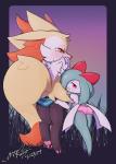 abstract_background absurd_res anthro big_butt blue_clothing blue_panties blue_underwear blush bottomwear boy_shorts braixen breasts butt butt_grab clothing duo female fluffy generation_3_pokemon generation_6_pokemon gingy_k_fox grass hand_on_butt hi_res kirlia looking_at_viewer nervous nintendo orange_eyes panties pattern_bottomwear pattern_clothing pattern_panties pattern_underwear pawpads paws pink_clothing pink_panties pink_pawpads pink_underwear plant pokemon pokemon_(species) presenting red_eyes shy size_difference small_breasts smile standing striped_bottomwear striped_clothing striped_panties striped_underwear stripes thick_thighs underwear wide_hips