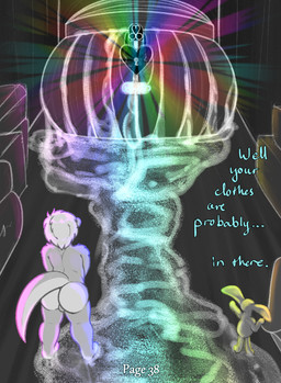 anthro balls big_butt bodily_fluids box butt chest_(container) container cum cum_pool duo fur genital_fluids genitals gesture hair hand_gesture heart_symbol high-angle_view inside lock long_ears male nude otter_tail plushie pointing pointing_at_object rainbow rainbow_lights rear_view small_balls standing text thick_thighs young young_anthro young_male dasherslash andy_(dasherslash) animate_inanimate living_plushie mammal mustelid otter 2026 comic digital_media_(artwork) english_text hi_res